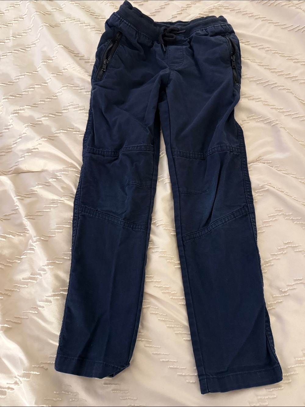 Navy Draw String Pants with Zipper Pockets